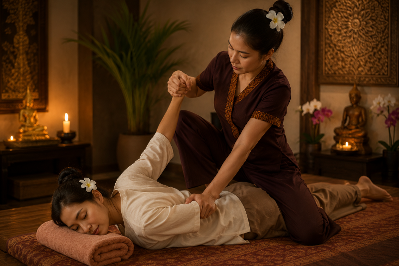 AI foto van een Thaise massagebehandeling